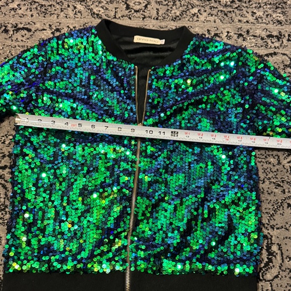 Sequin Bomber Jacket - Green and Blue - Picture 9 of 13